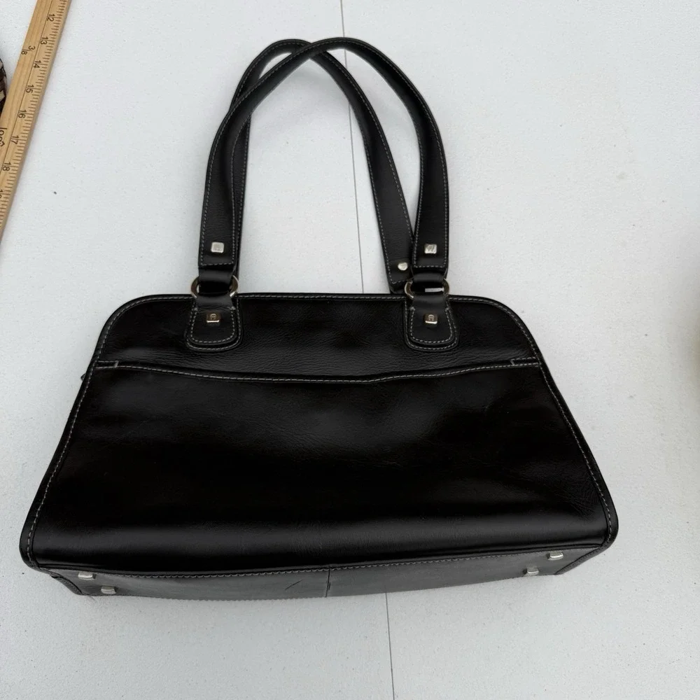 Etienne Aigner Handbag Black Leather Grunge Vintage‎ Two Handle